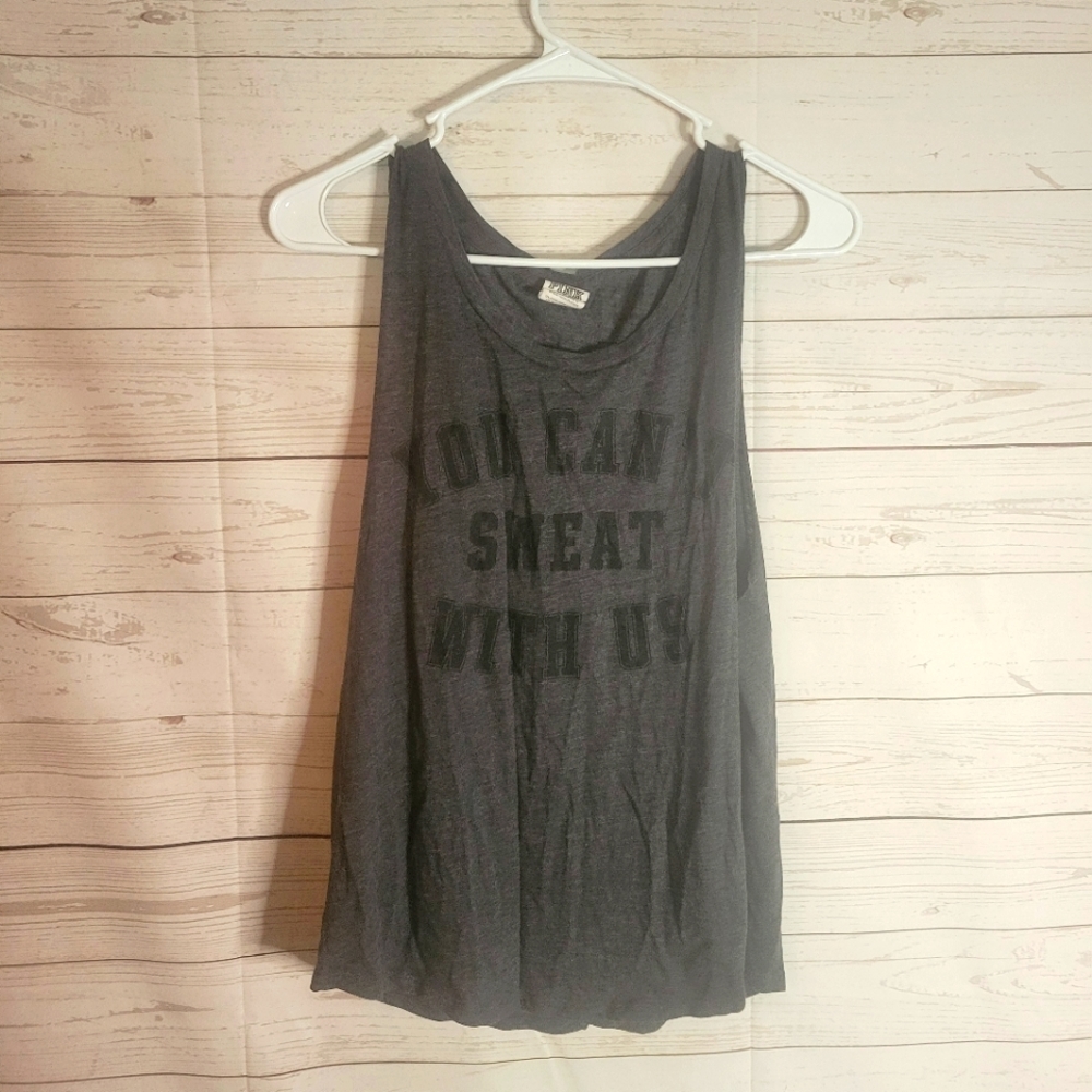PINK small muscle cut off tank top grey